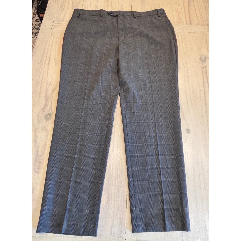 Michael Kors Mens Gray Glen Plaid Dress Pants 42W x 32L Stretch Flat Front